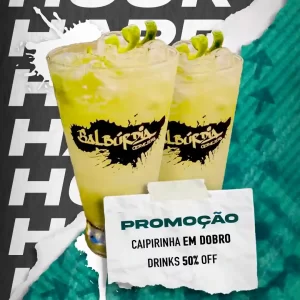 Happy Hour Quarta e Quinta-feira das 17h ás 20h - Caipirinha dobro e drinks com 50% off